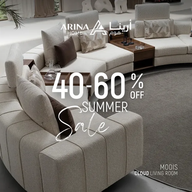 Arina Home feed ad: Summer Sale, Modis Cloud living room