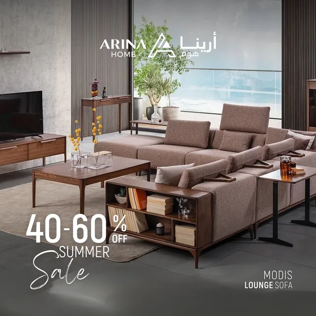 Arina Home feed ad: 40 to 60% off Summer Sale, Modis lounge sofa