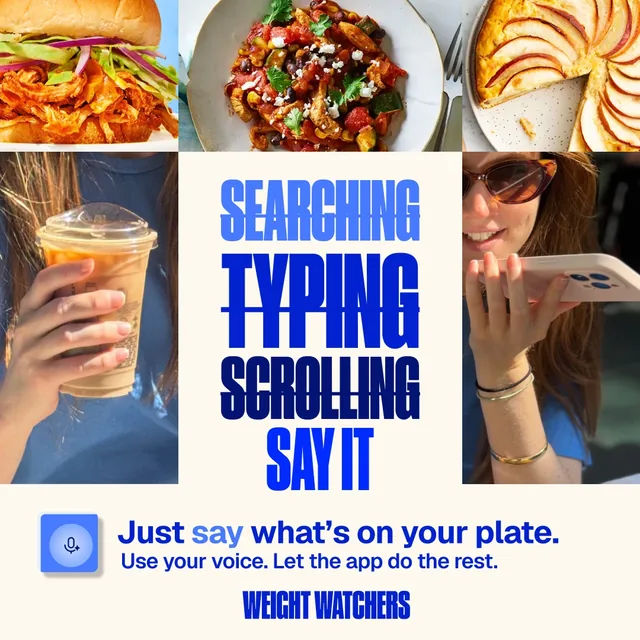Feed ad: Searching, typing, scrolling, say it, food grid