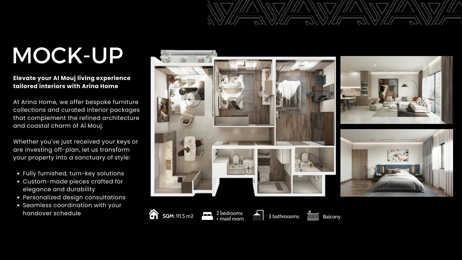 Mock-up slide: furnished apartment plan