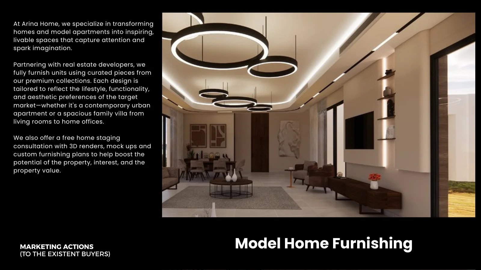 Model home furnishing slide