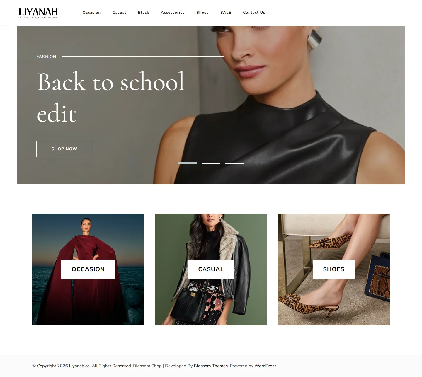 Liyanah fashion e-shop, home page